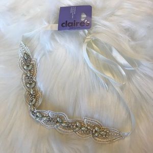 Beaded White Headband